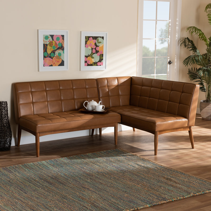 Faux Leather Upholstered Corner Bench Seating Fye Faux Leather
