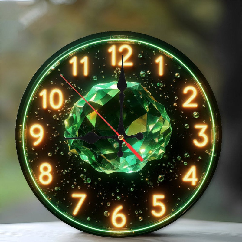Horloge avec gemme verte et bulles