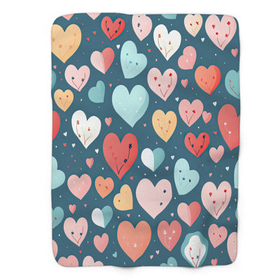 Soft Heart Harmony - 1 Piece Premium Sherpa Blanke Throw Blanket