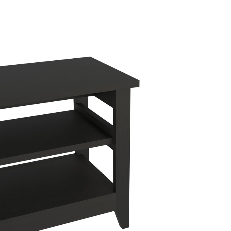 Misuri Black Manufactured Wood Storage Bench with 2 Shelves