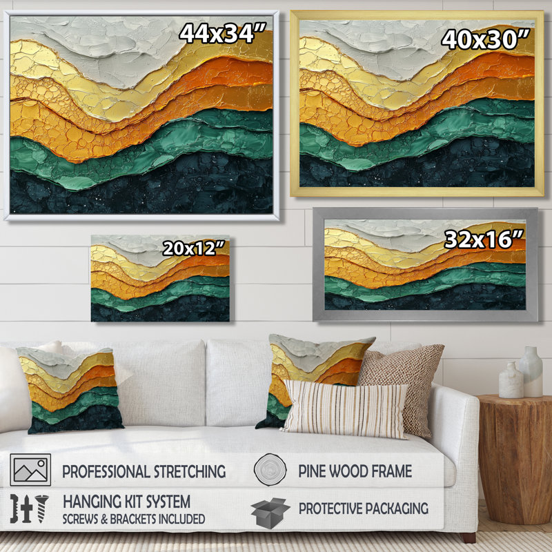 Widcombe Emerald Drift of Transitional Passage Of Time III - Art mural transitionnel, H 34 po x l 44 po, Cadre flottant