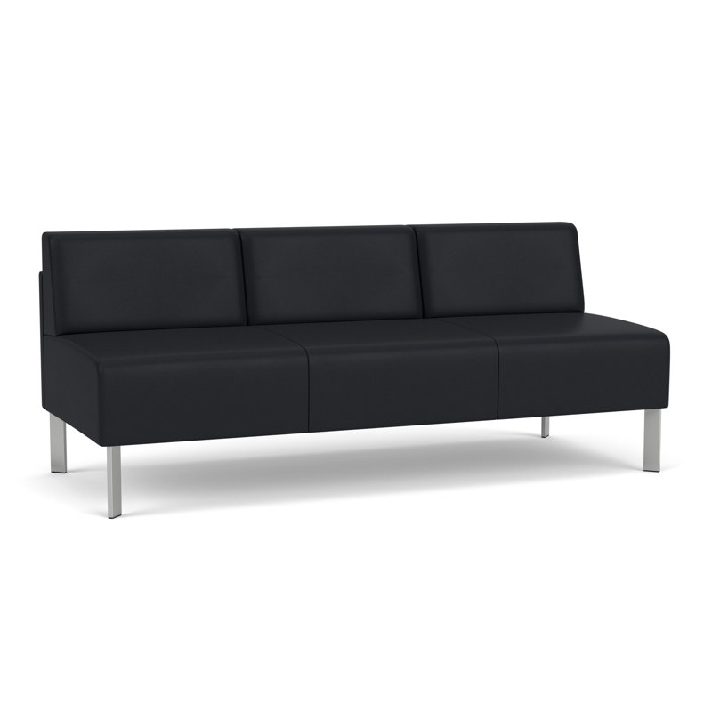 Canapé sans accoudoirs Luxe Lounge, Acier argent, Noir Modena