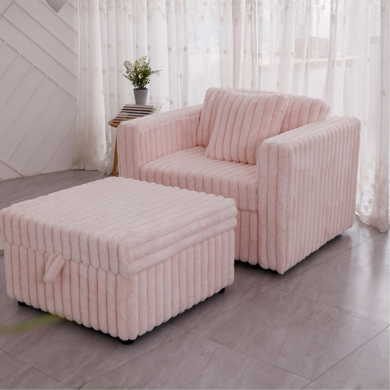 Modulaire rose de 44,9 po Ansari - Confortable et élégant pour une maison charmante. Rembourrage en mousse à structure en métal. Coussins lavables amovibles. Rangement à relevage hydraulique. Style contemporain. 2 pièces décoratives.