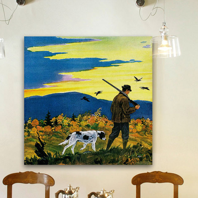 «Duck Hunter and Dog» par Paul Bransom, reproduction d'art sur toile tendue, H 40 po x l 40 po x P 1,5 po