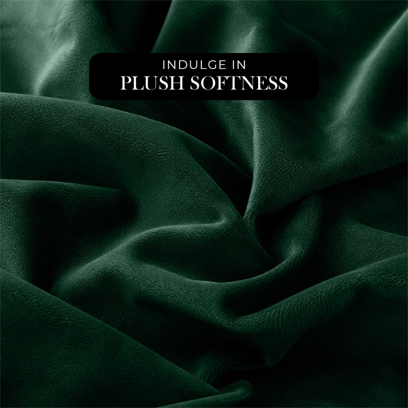 Thermal Velvet Curtains with Eyelet Ring Top - Blackout Crushed Velvet Drapes Pair, 168cm Width x 228cm Drop, Green Emerald