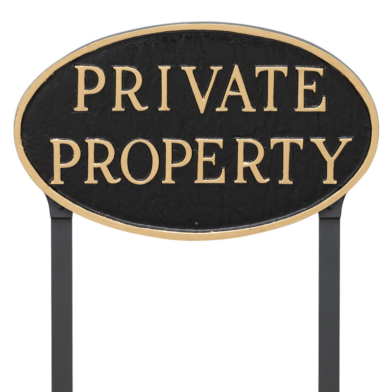 Enseigne de jardin Private Property, Noir / or