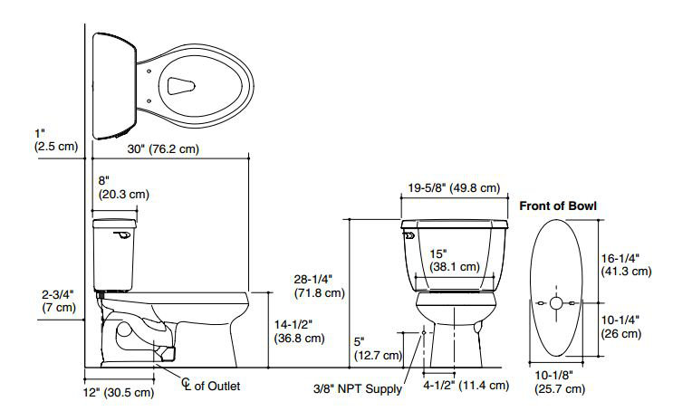 Wellworth® 1.28 GPF Water Efficient Round Two-Piece toilet (Seat Not Included), Biscuit, Left-Hand