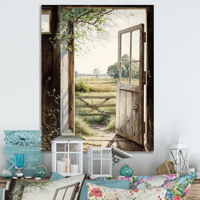 View From A Cottage Country Door II - Farm Landscape Wall Art