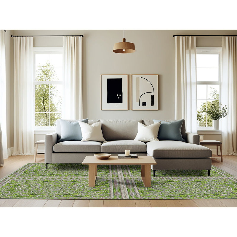 Damask Indoor Rug, Rectangle 6' x 9'