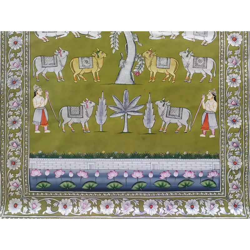 Gopashtami | Festival des vaches, peinture de Pichhwai | Par Dheeraj Munot