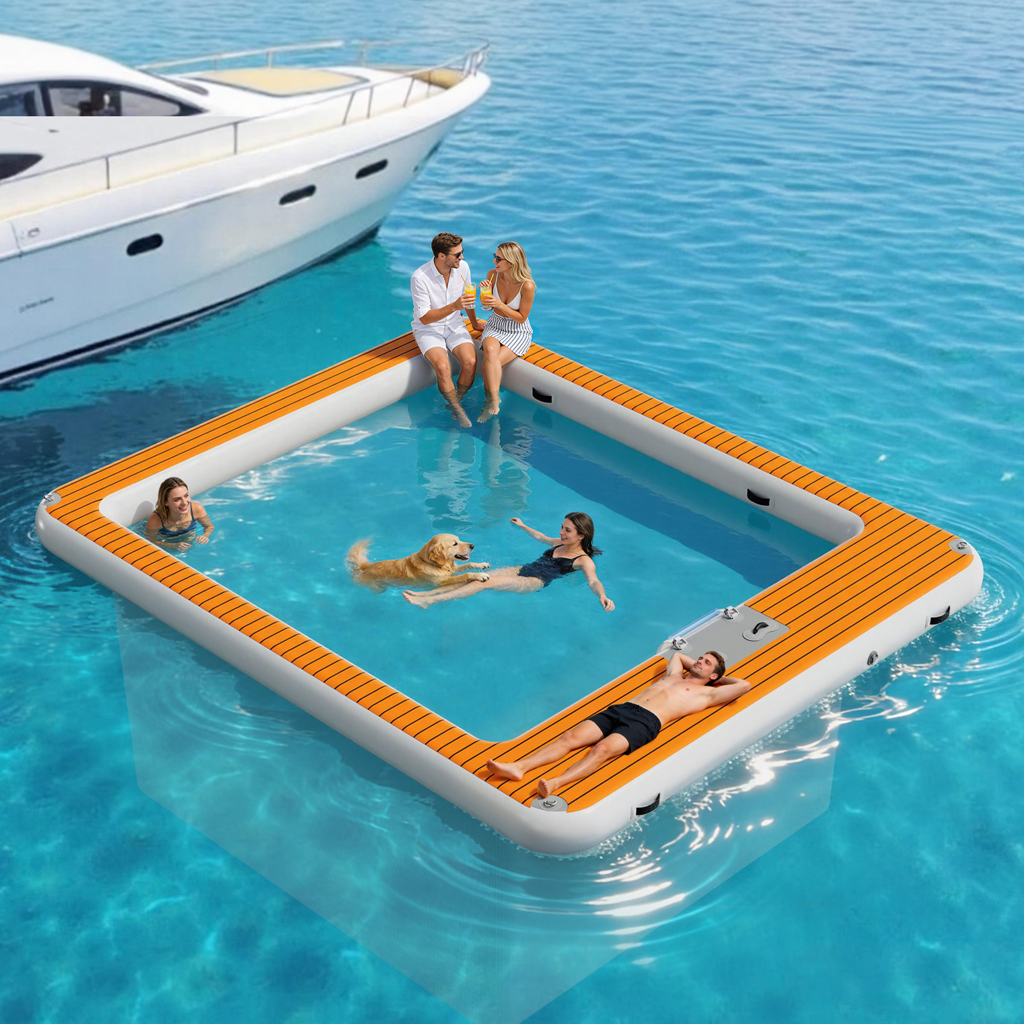 AMERLIFE Specraft 12×10ft Inflatable Sea Pool, Floating Swimming Pool ...