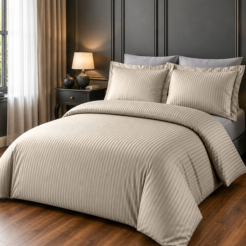 Imperial Homeware London Microfiber Striped Duvet Cover Set with Pillowcases, King Duvet Cover + 2 Standard Pillowcases