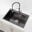 Évier de cuisine en acier inoxydable, à simple cuve, lavabo sur pied fait à la main en noir, avec bonde et crochet US Standard-135689408