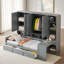Wooden Daybed with Desk, Cabinets, Open Shelves & Storage Drawers, Multifunctional Bed-40319123-40319212