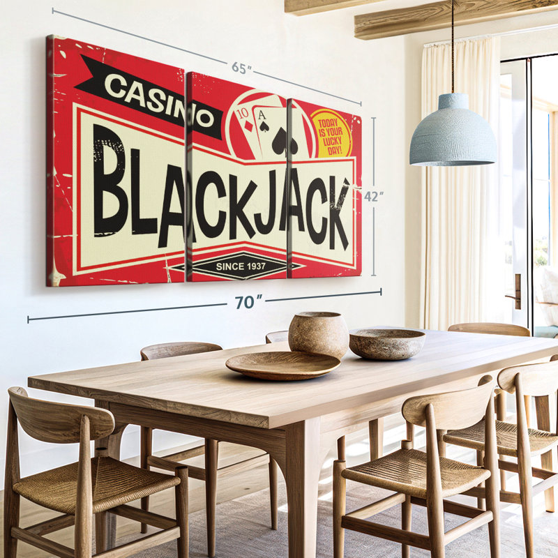 «Retro Blackjack Sign» sur toile, H 42 po x l 65 po x P 1,25 po