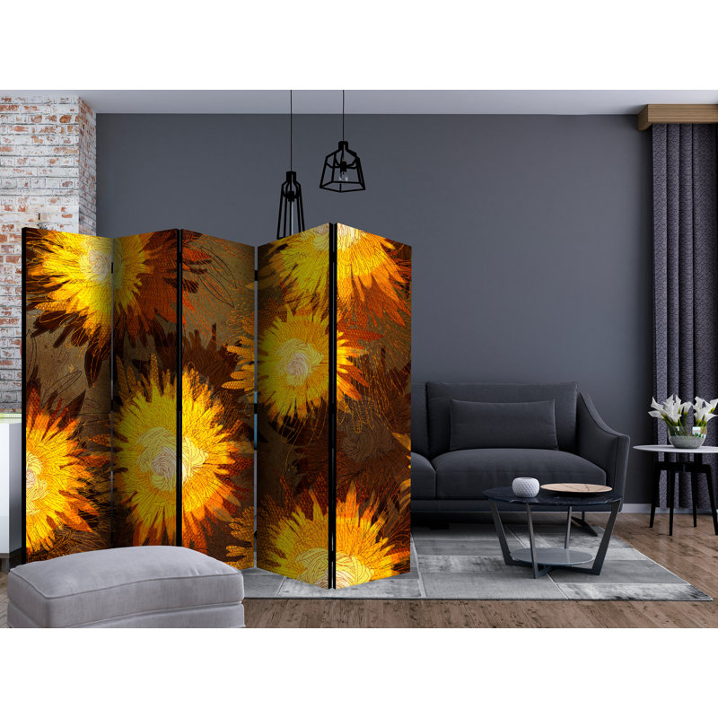 Hamud 225cm W x 172cm H 5 - Panel Solid Wood Folding Room Divider