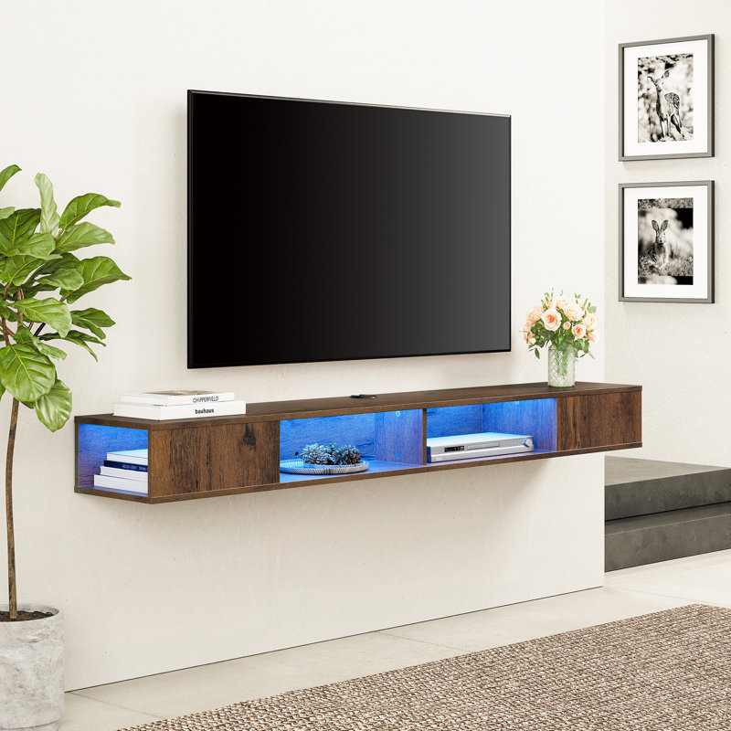 Tilmann Unfinished Floating TV Stand for TVs up to 75", Brown