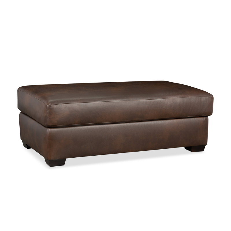 Emilio Leather Ottoman And A Half, Steamboat Driftwood Genuine Leather