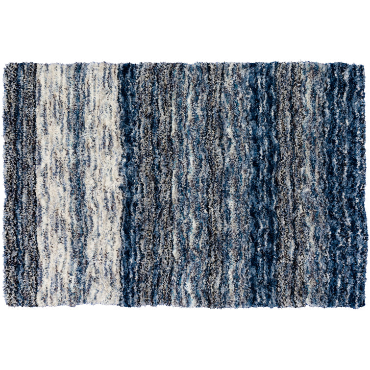 Tapis rayé bleu marine