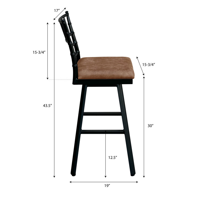 Napa Swivel Upholstered 30'' Bar Stool with Aluminum Frame ( Set of 2), Brown