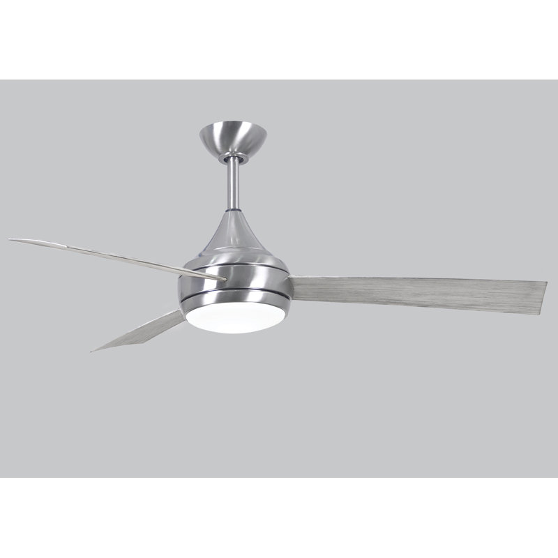 Donaire 52'' Ceiling Fan with LED Lights, Brushed Stainless, Barn Wood Tone