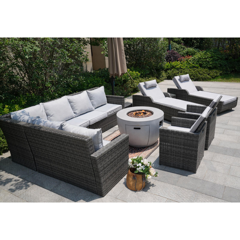 10 - Person Patio Conversation Set with Cushions