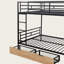 Lit mezzanine double pleine grandeur en métal avec bureau intégré, éclairage à DEL et 2 tiroirs de rangement, bureau industriel moderne et station de couchage, noir