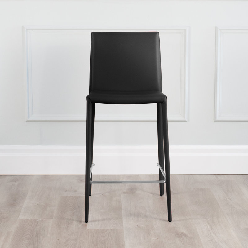 Kurland Sperazza Leather 25.5" Counter Stool, Black