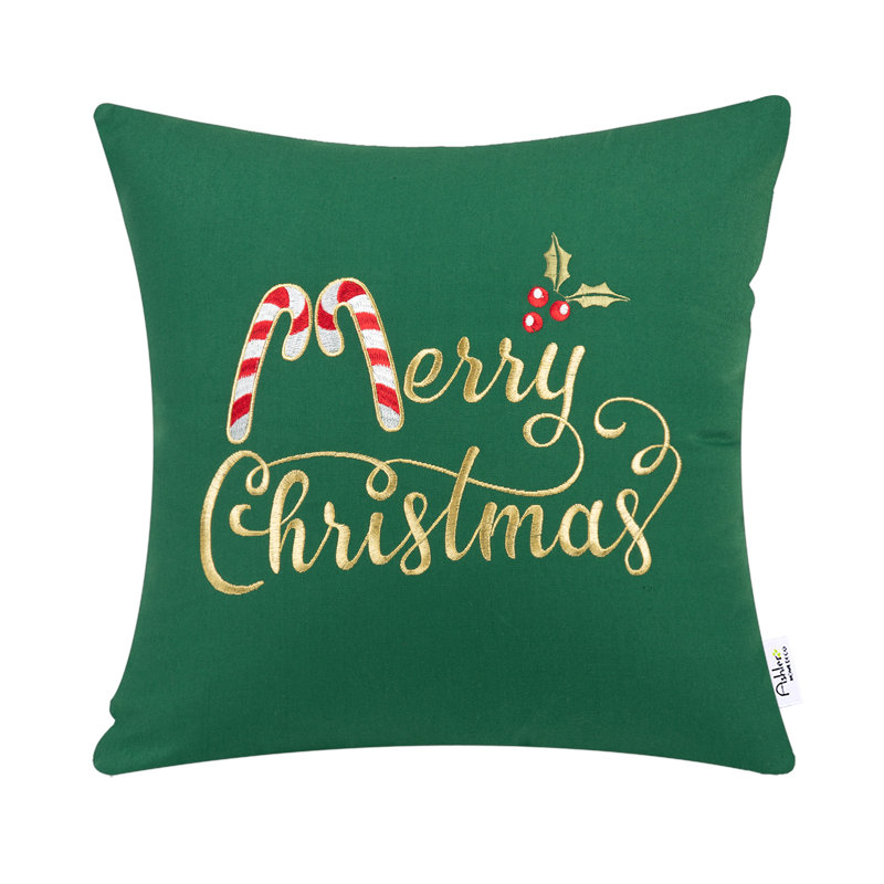 Holiday Embroidered Christmas Throw Pillow Cover Set, Pillow Cover Only - No Insert