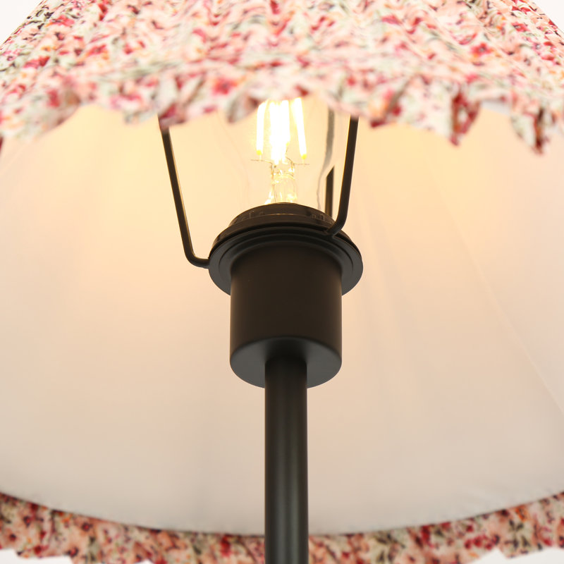 Lampe sur pied 59 po avec abat-jour en tissu plissé floral 59 po