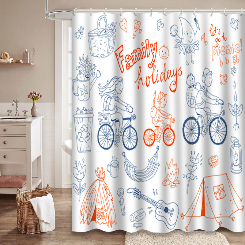 Mignon rideau de douche avec 12 crochets, L 72 po x l 84 po