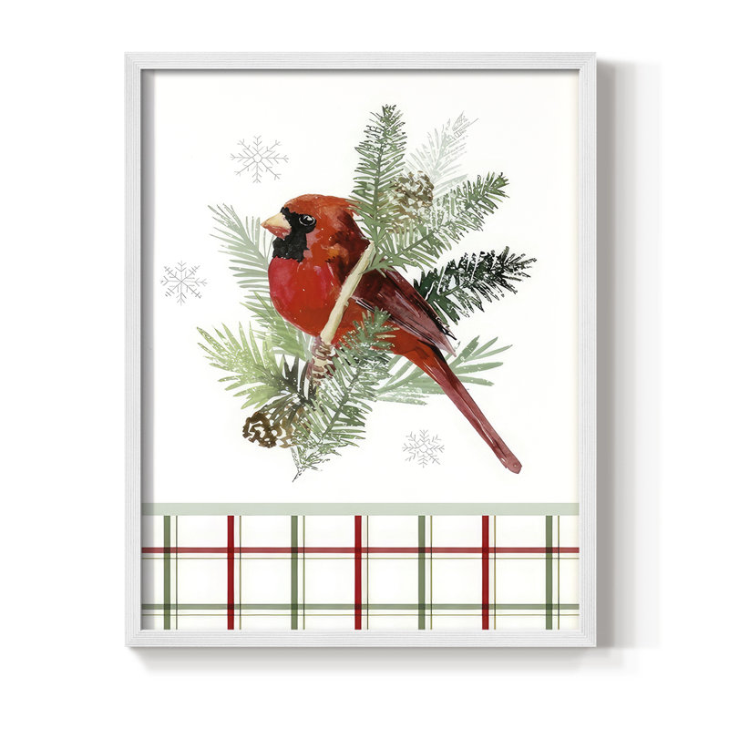 Winter Visitor Collection B Framed Print - Solid Wood, 15'' H x 12'' W, White