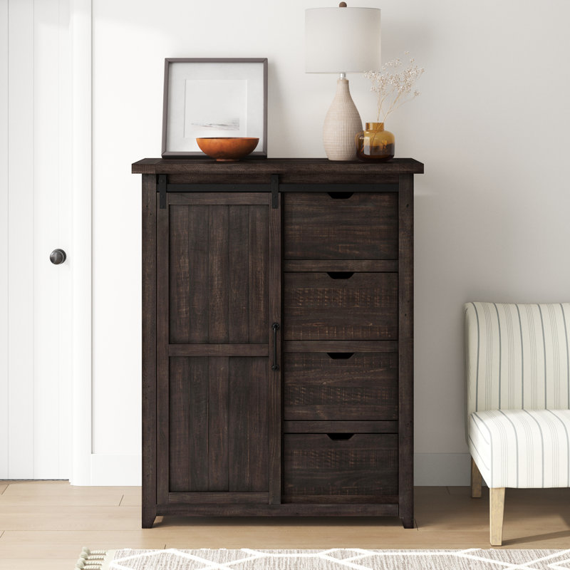 Commode combinée 4 tiroirs en bois massif l 43 po Zylpha, Bois de grange