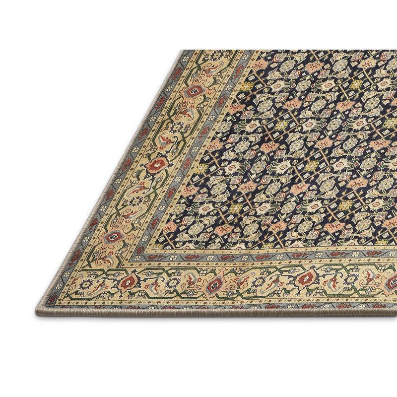 Tapis vert de style oriental, Rectangle 5 pi x 7 pi