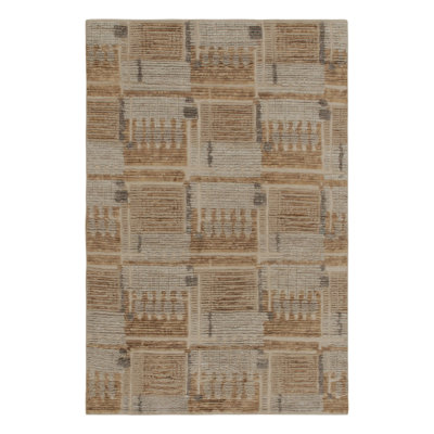 Scandinavian Hand Knotted Wool Geometric Area Rug