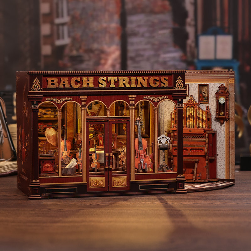 Ensemble de maison de poupée à cordes de Bach - ensemble de chambre miniature Wizardi avec lumière DEL F07M51-98-GB404