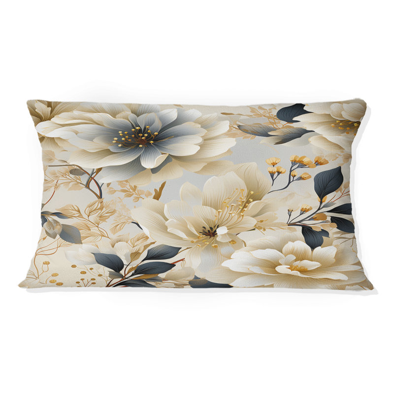 Ethereal Neutrals Boho Pattern - Floral Printed Pillow