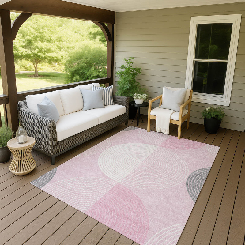 Machine Washable Indoor/Outdoor Jenning ACN2281 Geometric Rug, Rectangle 3' x 5'