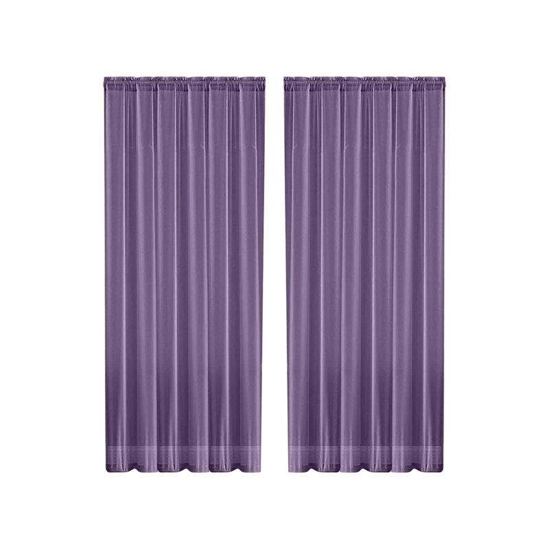 Rideaux semi-transparents en polyester de couleur unie à double ficelle kbndieu, Purple
