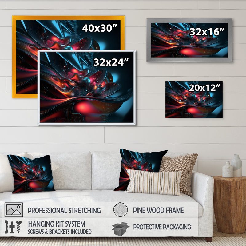 Rouge et bleu infini complexe II - impression, Cadre photo noir, H 12 po x l 20 po x P 1 po