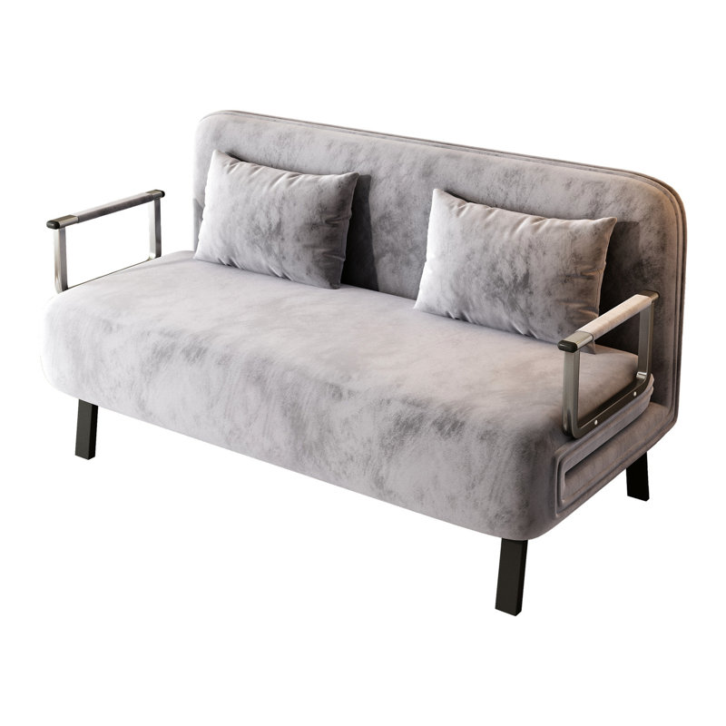 Lit convertible Contemporary Velvet, H 14,17 po x l 74,38 po x P 53,82 po, Gris clair