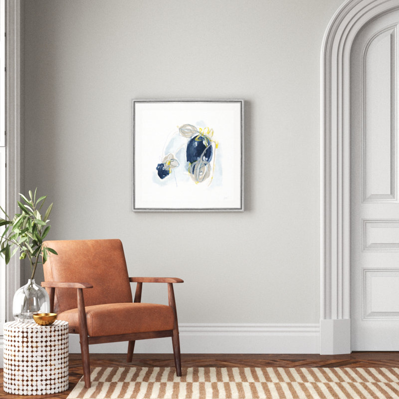 «Garden Tumble I», peinture sur toile, H 30,5 po x l 30,5 po x P 1,5 po, Cadre argenté