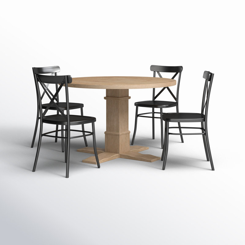 Heymann 5-Piece Dining Set with Steel Chairs