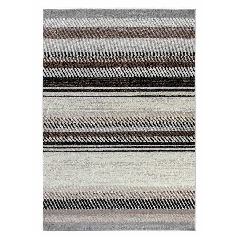 4' X 6' Beige Striped Area Rug