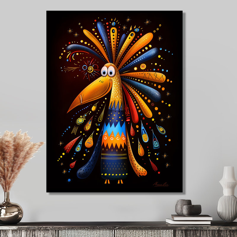 Amical, oiseau coloré du paradis - impression d'art mural, Métal métal, H 44 po x l 34 po