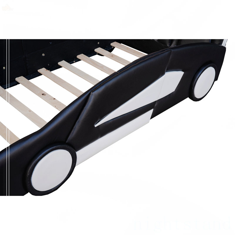 Lit plateforme simple avec roulettes, Noir