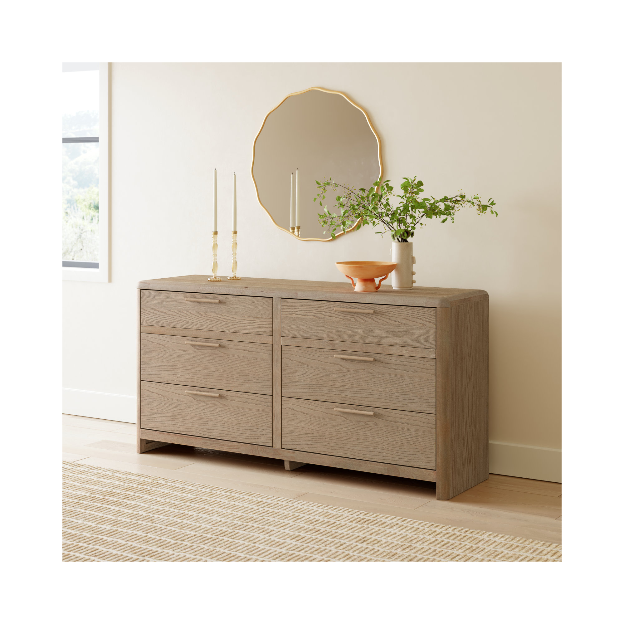 Furano Six Drawer Wood Dresser 