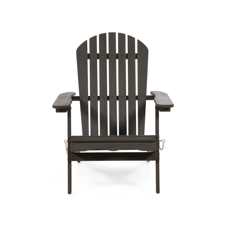 Eucalyptus Foldable Outdoor Adirondack Chair, Dark Gray