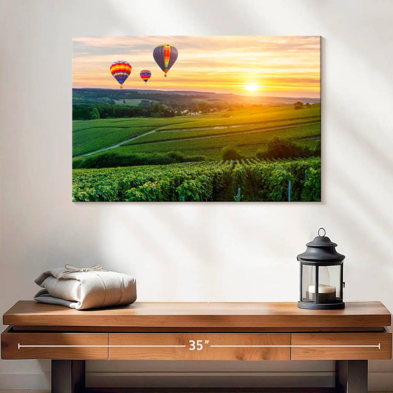 Ballons Alvord au-dessus du vignoble, H 32 po x l 48 po