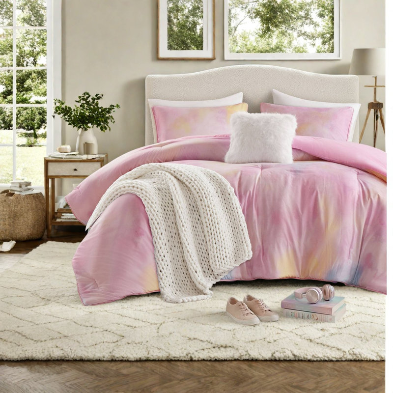 Ensembles de literie rose moderne, édredon en polyester 4 pièces pour la maison